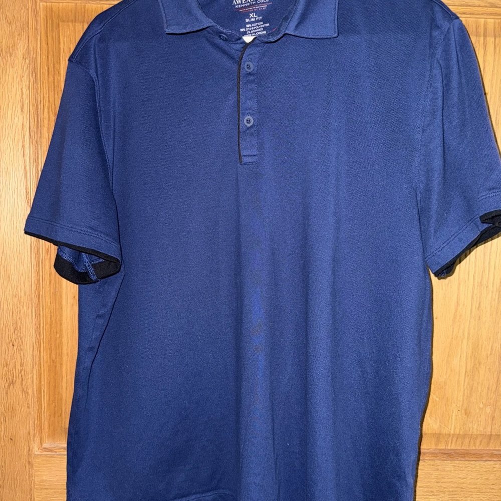 Kenneth Cole Awareness XL blue polo slim fit golf